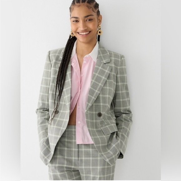 J. Crew Devon Blazer Stretch Wool Blend Plaid Size 6 - Picture 1 of 10